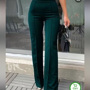Elegant Green High-Waisted Pants